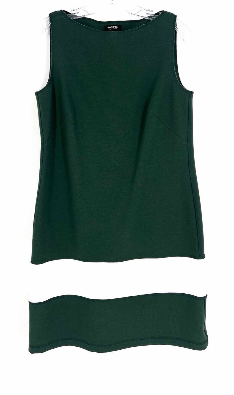 Worth Size 4 Dk Green/White Stripe Designer Dress